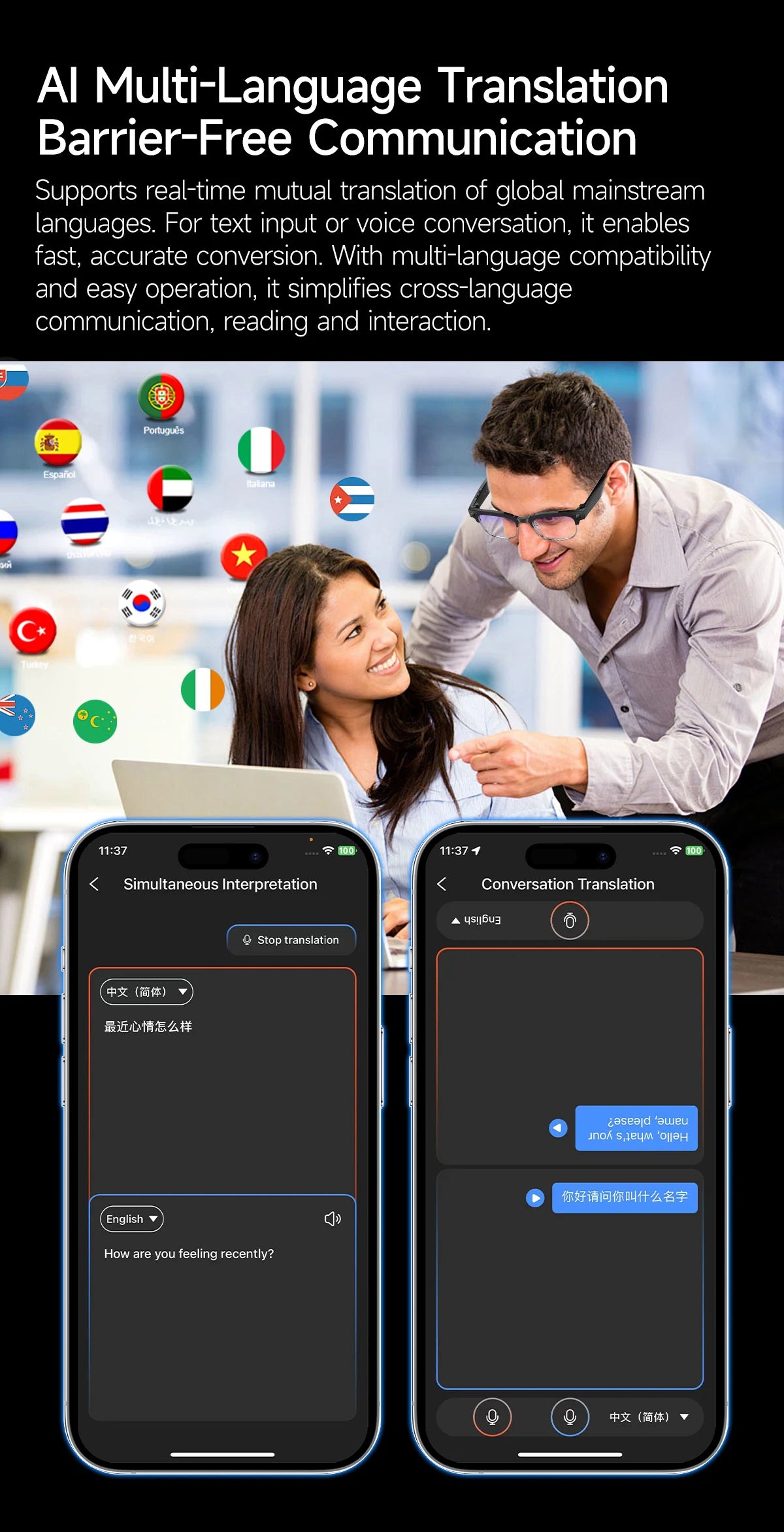 2026 World Premiere 4K HD Camera AI Smart Glasses 800W Pixel Camera 1080P Video AI Photo Recognition Call Travel abroad Glasses