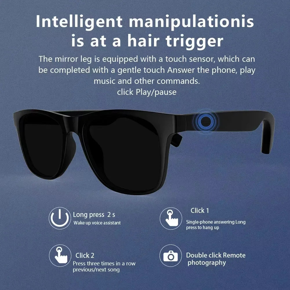 Lenovo AI Remote Control Touch Smart Glasses 8K HD Photo Camera Recording Translator Voice Assistant Music Bluetooth Sunglasses