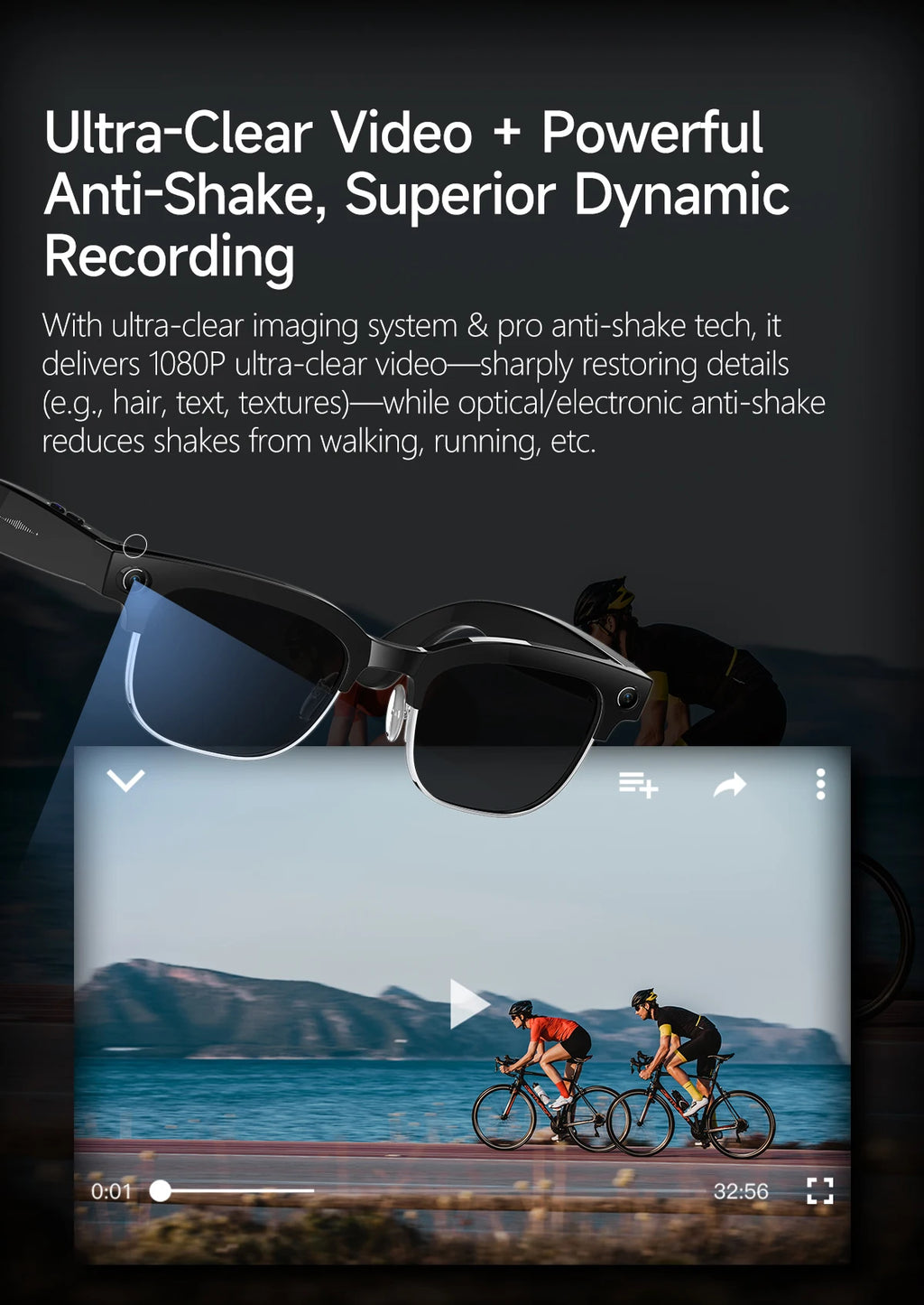 2026 World Premiere 4K HD Camera AI Smart Glasses 800W Pixel Camera 1080P Video AI Photo Recognition Call Travel abroad Glasses