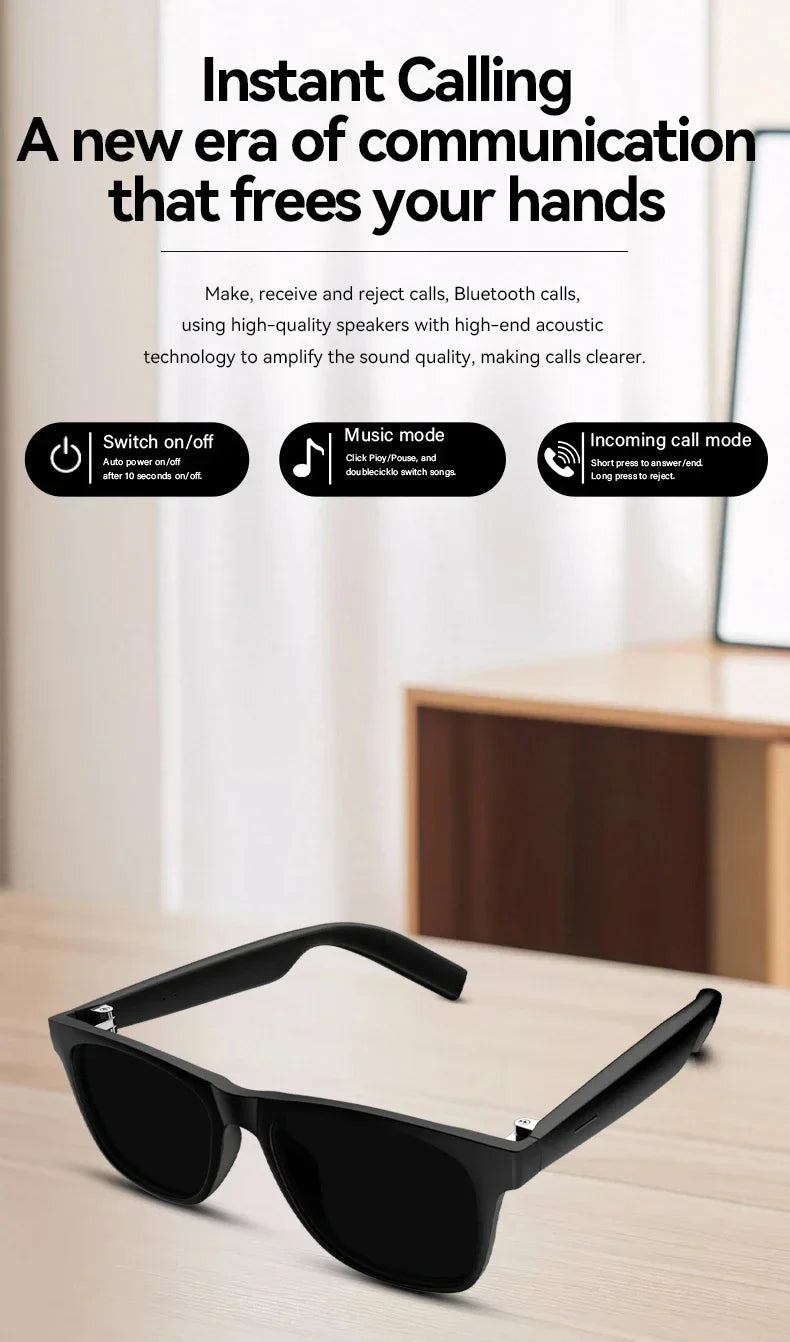 Lenovo AI Remote Control Touch Smart Glasses 8K HD Photo Camera Recording Translator Voice Assistant Music Bluetooth Sunglasses