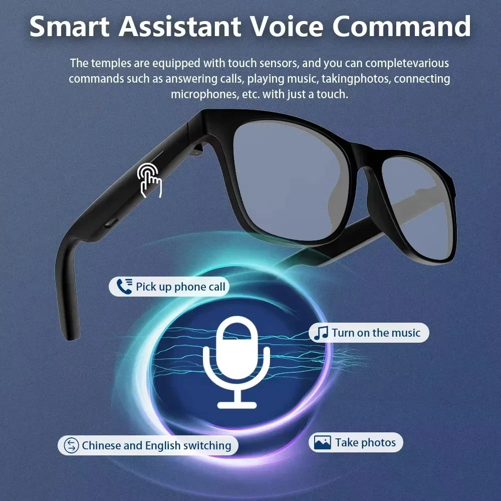 Lenovo AI Remote Control Touch Smart Glasses 8K HD Photo Camera Recording Translator Voice Assistant Music Bluetooth Sunglasses