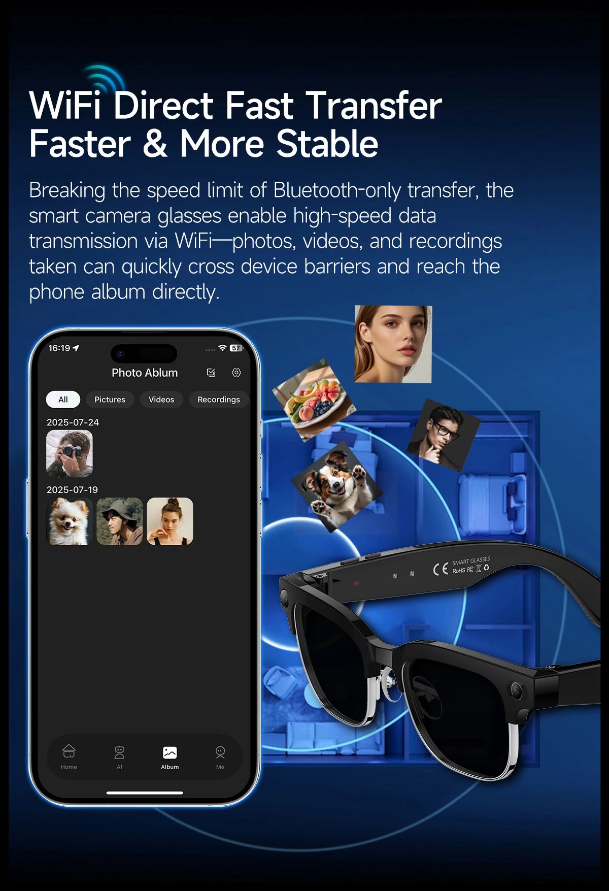 2026 World Premiere 4K HD Camera AI Smart Glasses 800W Pixel Camera 1080P Video AI Photo Recognition Call Travel abroad Glasses